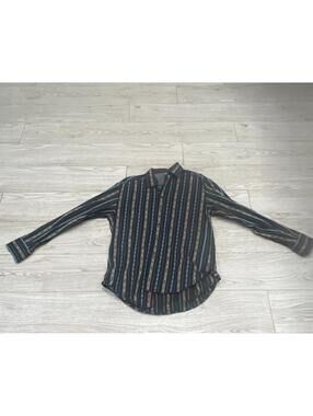 Robert Graham Men's Gray Blue & Brown Striped Cotton Casual Dress Shirt L $195